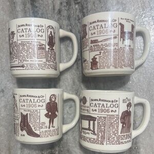 Sears Roebuck & Co. Catalog Mugs - Cream and Brown. Set of 4